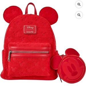 Loungefly Disney Burnout Backpack with Mickey Ears and Detachable Coin Pouch